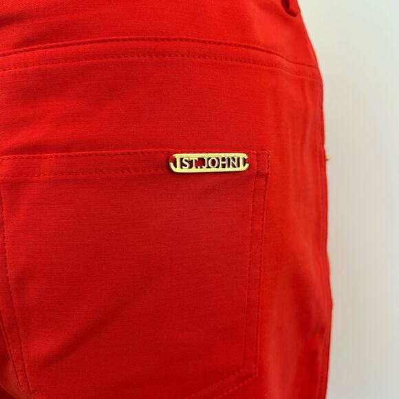 St. John High Rise Straight Leg Stretch Pants in Red | Size 4 - Picture 7 of 8